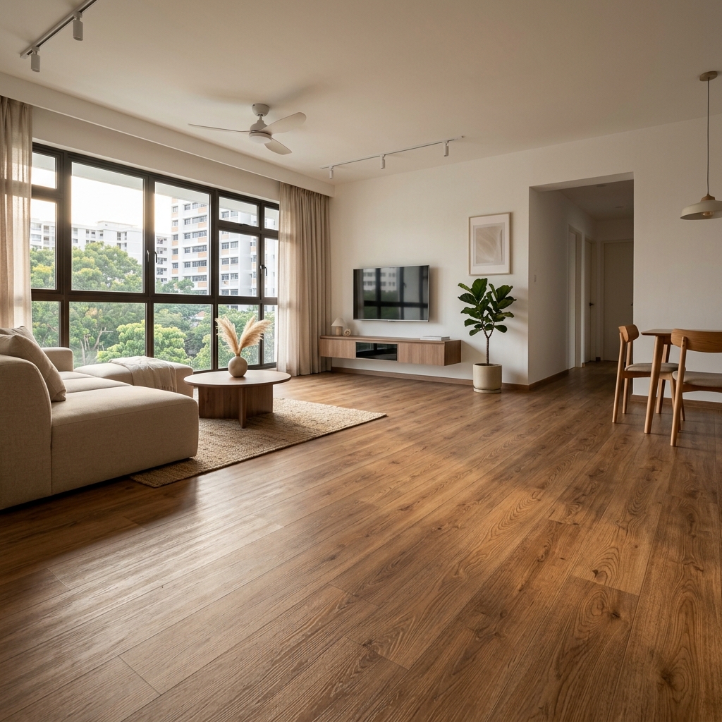 Vinyl flooring installed in a Singapore HDB flat