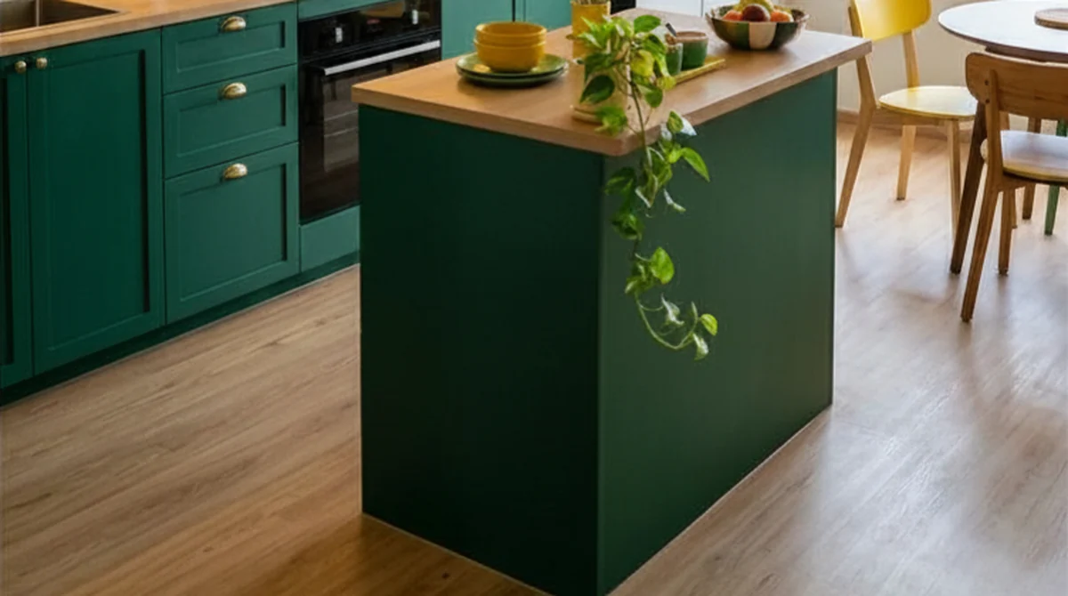 HDB flooring in Singapore: wood-look vinyl plank flooring in a renovated kitchen and dining area